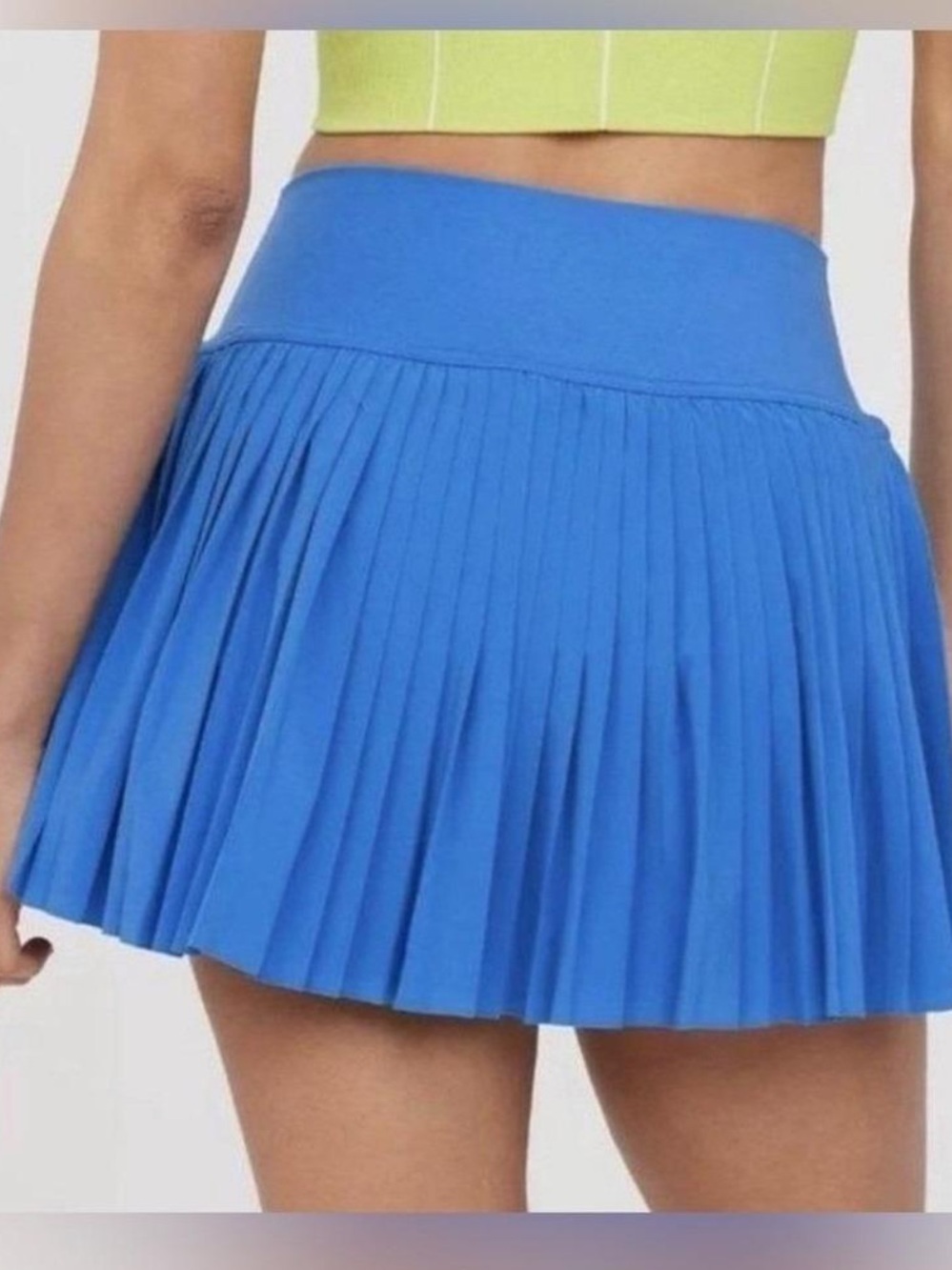 Sky Blue Pleated Skater Skirt - Flattering Circle Silhouette